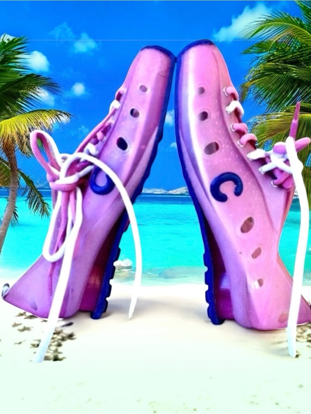 CLICK Pink Rubber Water Shoe Oxford Double Laces